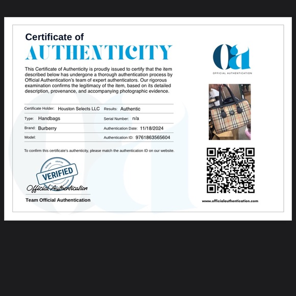 Authentic Burberry Boston Bag- includes COA. - Picture 13 of 15